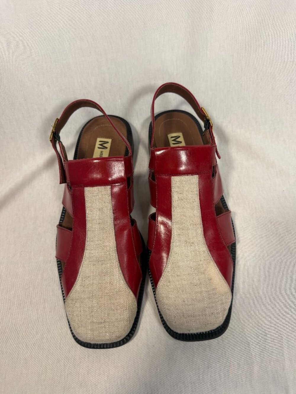 Marco Vicci Vintage Leather Sandals Men Red Slingback Resort Summer